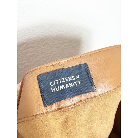 Citizens Of Humanity Calista Curve Leather Pants Size 26 Camel Barrel Leg - Picture 5 of 15
